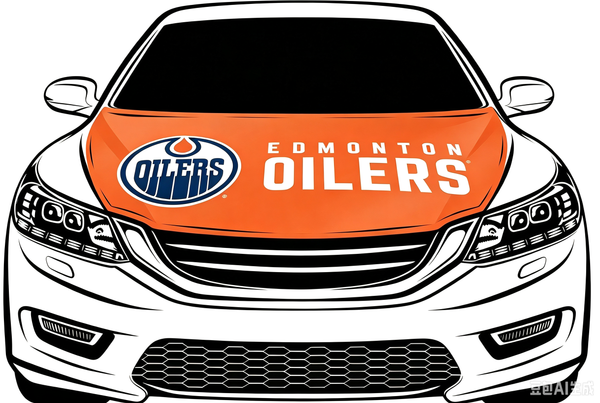 NHL  Edmonton Oilers Car Hood Cover Flag ,   Edmonton Oilers Engine Banner,4X5ft/6X7FT,100% Polyester Elastic Fabrics Can be Washed