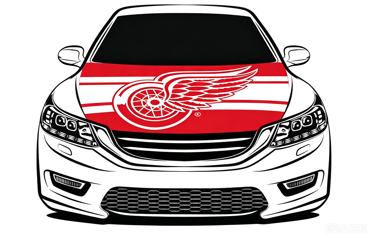 NHL Detroit Red Wings Car Hood Cover Flag ,NHL Wings Engine Banner,4X5ft/6X7FT,100% Polyester Elastic Fabrics Can be Washed