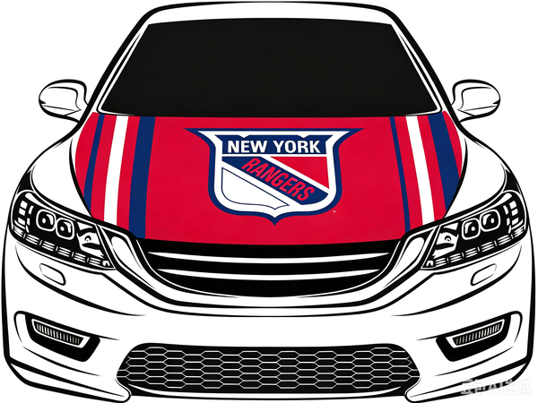 NHL New York Rangers Car Hood Cover Flag , NY Rangers Engine Banner,4X5ft/6X7FT,100% Polyester Elastic Fabrics Can be Washed