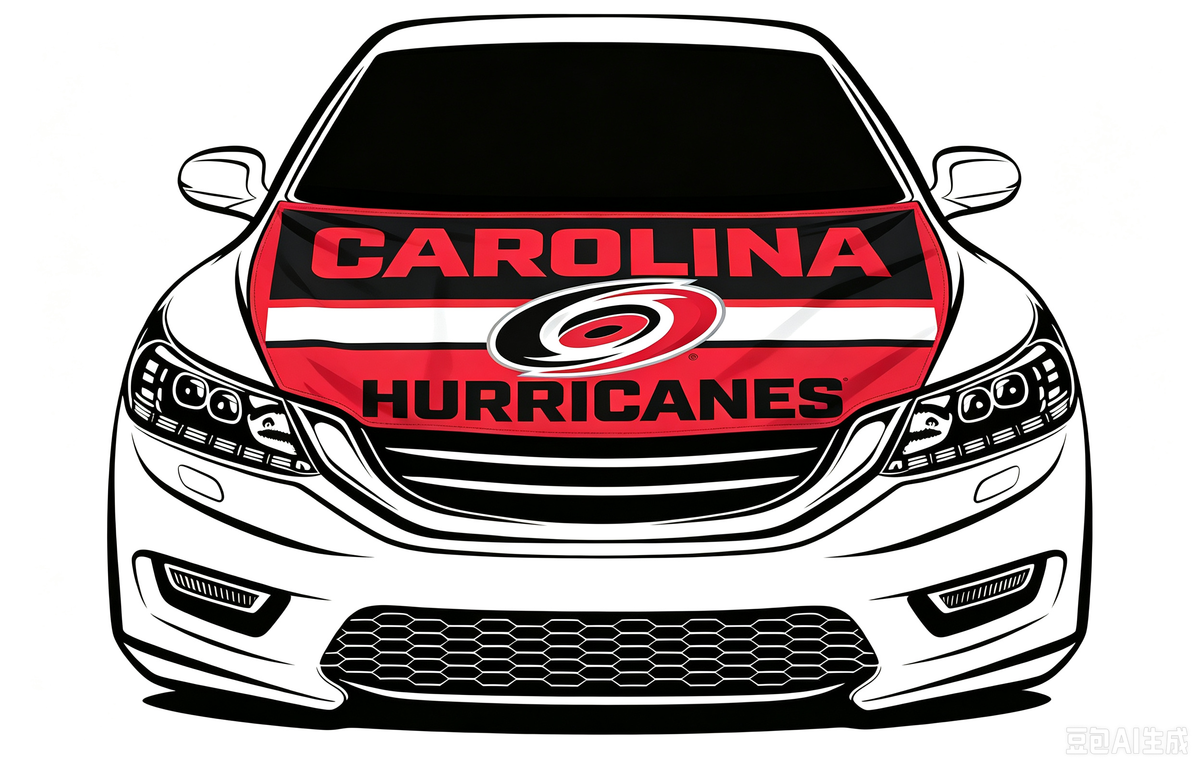 NHL Carolina Hurricanes Car Hood Cover Flag ,  Carolina Hurricanes Engine Banner,4X5ft/6X7FT,100% Polyester Elastic Fabrics Can be Washed