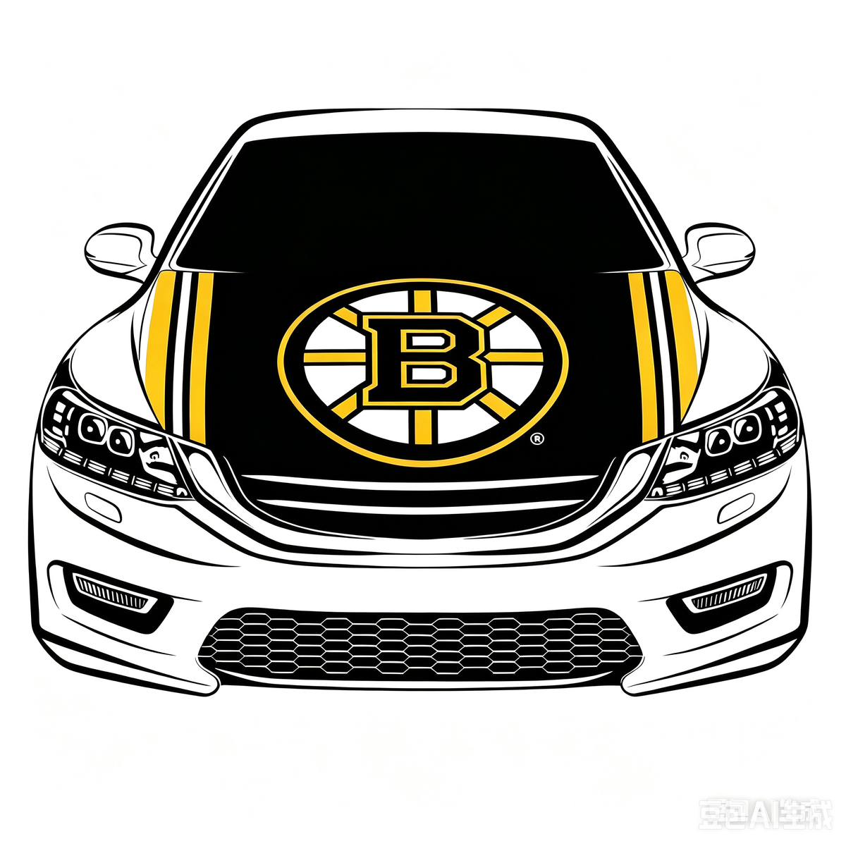 NHL Boston Bruins Car Hood Cover Flag ,NHL Bruins Engine Banner,4X5ft/6X7FT,100% Polyester Elastic Fabrics Can be Washed