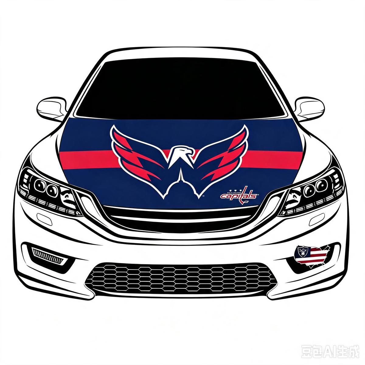 Washington Capitals Car Hood Cover Flag , NHL Washington Capitals Engine Banner,4X5ft/6X7FT,100% Polyester Elastic Fabrics Can be Washed