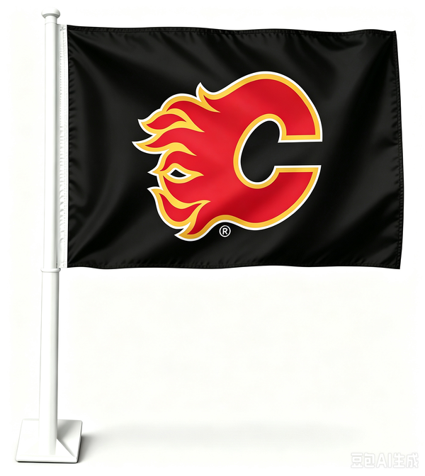 2 Pack Car Window Flags of  NHL Calgary Flames 11X18 Inch(28x46cm) 100% Polyester, Strong White Flagpole