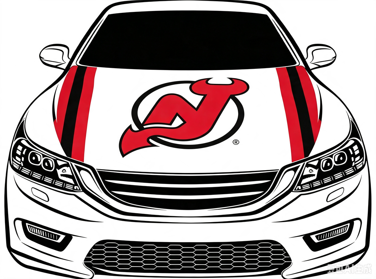 NHL New Jersey Devils Car Hood Cover Flag ,  New Jersey Devils Engine Banner,4X5ft/6X7FT,100% Polyester Elastic Fabrics Can be Washed