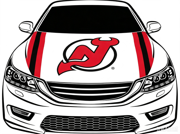 NHL New Jersey Devils Car Hood Cover Flag ,  New Jersey Devils Engine Banner,4X5ft/6X7FT,100% Polyester Elastic Fabrics Can be Washed