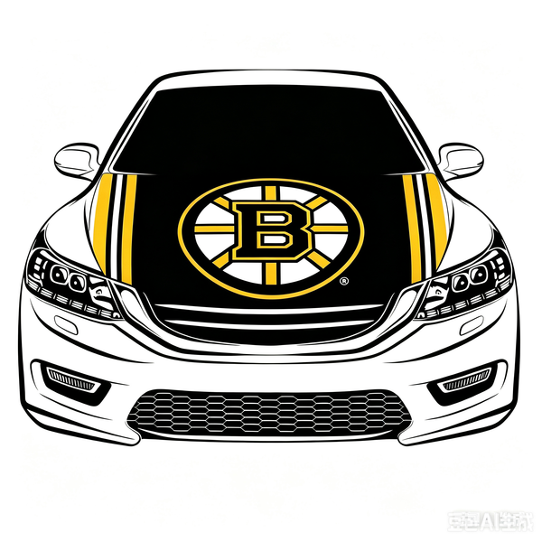 NHL Boston Bruins Car Hood Cover Flag ,NHL Bruins Engine Banner,4X5ft/6X7FT,100% Polyester Elastic Fabrics Can be Washed
