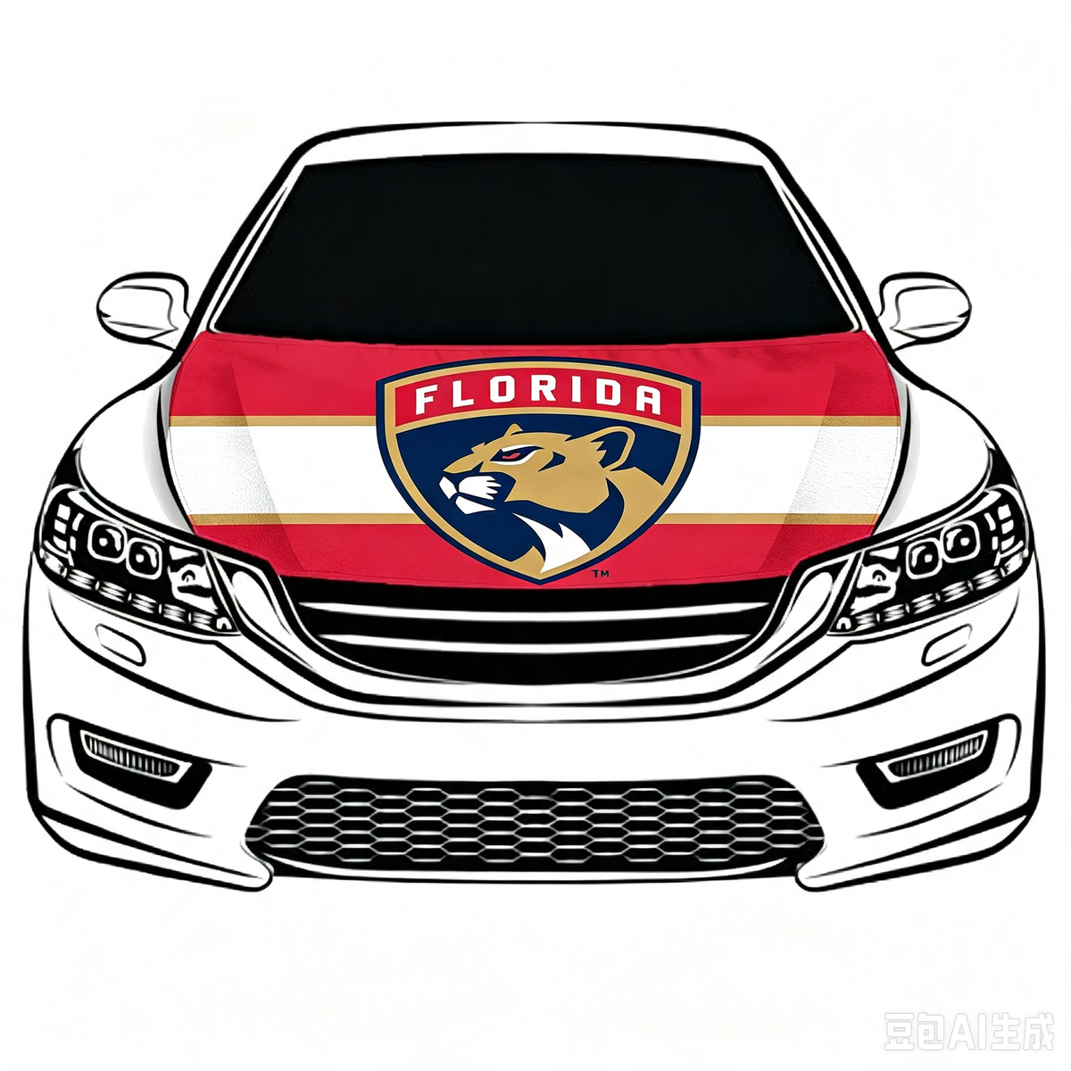 NHL Florida Panthers Car Hood Cover Flag ,  Florida Panthers Engine Banner,4X5ft/6X7FT,100% Polyester Elastic Fabrics Can be Washed