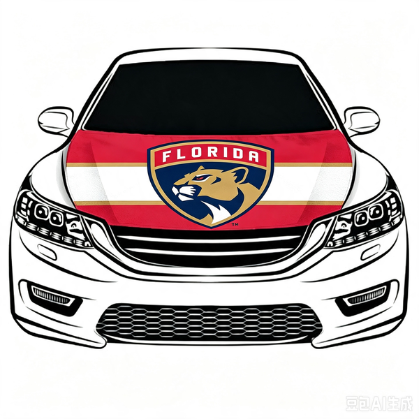 NHL Florida Panthers Car Hood Cover Flag ,  Florida Panthers Engine Banner,4X5ft/6X7FT,100% Polyester Elastic Fabrics Can be Washed