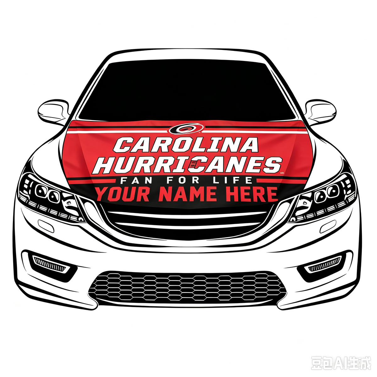 NHL Carolina Hurricanes Car Hood Cover Flag ,  Carolina Hurricanes Engine Banner,4X5ft/6X7FT,100% Polyester Elastic Fabrics Can be Washed