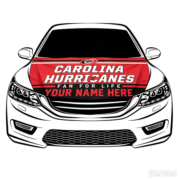 NHL Carolina Hurricanes Car Hood Cover Flag ,  Carolina Hurricanes Engine Banner,4X5ft/6X7FT,100% Polyester Elastic Fabrics Can be Washed