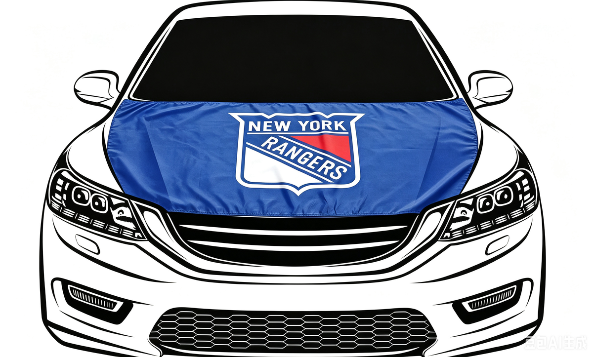 NHL New York Rangers Car Hood Cover Flag , NY Rangers Engine Banner,4X5ft/6X7FT,100% Polyester Elastic Fabrics Can be Washed