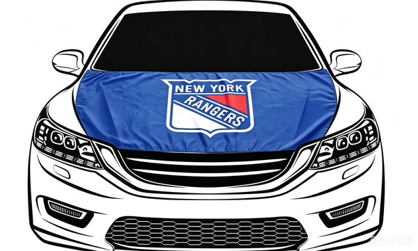 NHL New York Rangers Car Hood Cover Flag , NY Rangers Engine Banner,4X5ft/6X7FT,100% Polyester Elastic Fabrics Can be Washed