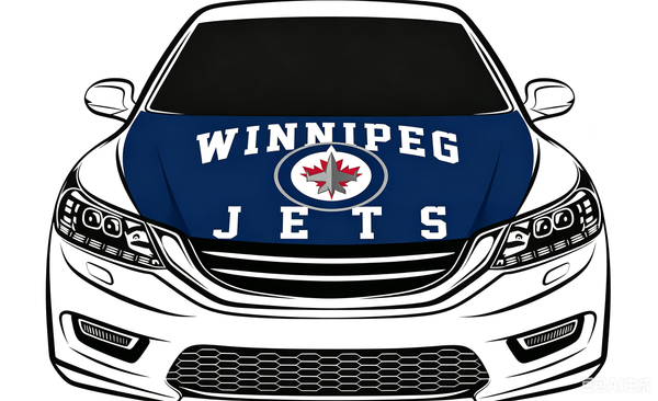 NHL Winnipeg Jets Car Hood Cover Flag ,  Winnipeg Jets Engine Banner,4X5ft/6X7FT,100% Polyester Elastic Fabrics Can be Washed