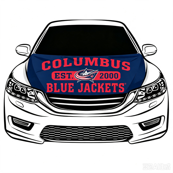 NHL Columbus Blue Jackets Car Hood Cover Flag ,  Columbus Blue Jackets Engine Banner,4X5ft/6X7FT,100% Polyester Elastic Fabrics Can be Washed