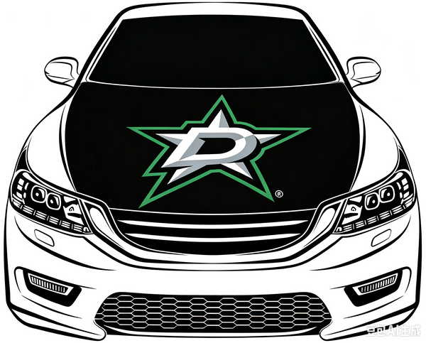 Los Dallas Stars Car Hood Cover Flag ,NHL Dallas Stars Engine Banner,4X5ft/6X7FT,100% Polyester Elastic Fabrics Can be Washed