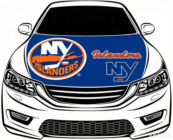 New York lslanders Car Hood Cover Flag ,NHL NY lslanders Engine Banner,4X5ft/6X7FT,100% Polyester Elastic Fabrics Can be Washed