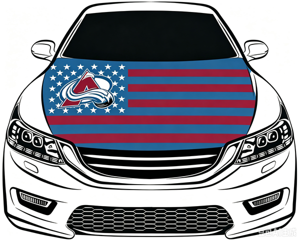 Colorado Avalanche Car Hood Cover Flag ,NHL Colorado Avalanche Engine Banner,4X5ft/6X7FT,100% Polyester Elastic Fabrics Can be Washed