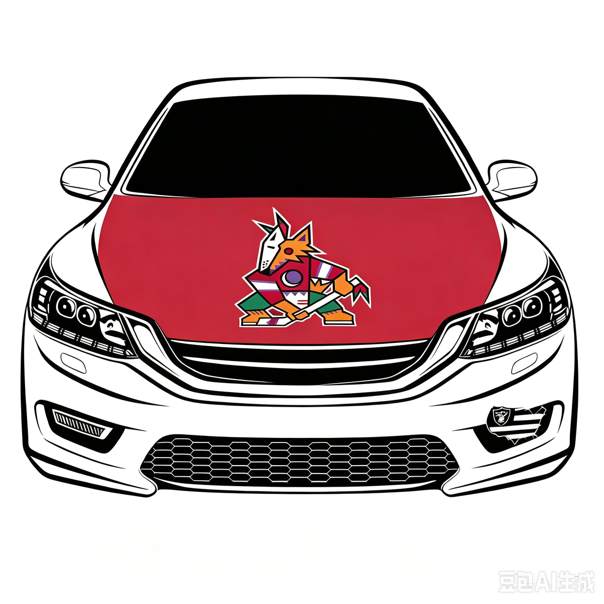 Arizona Coyotes Car Hood Cover Flag ,NHL Arizona Coyotes Engine Banner,4X5ft/6X7FT,100% Polyester Elastic Fabrics Can be Washed