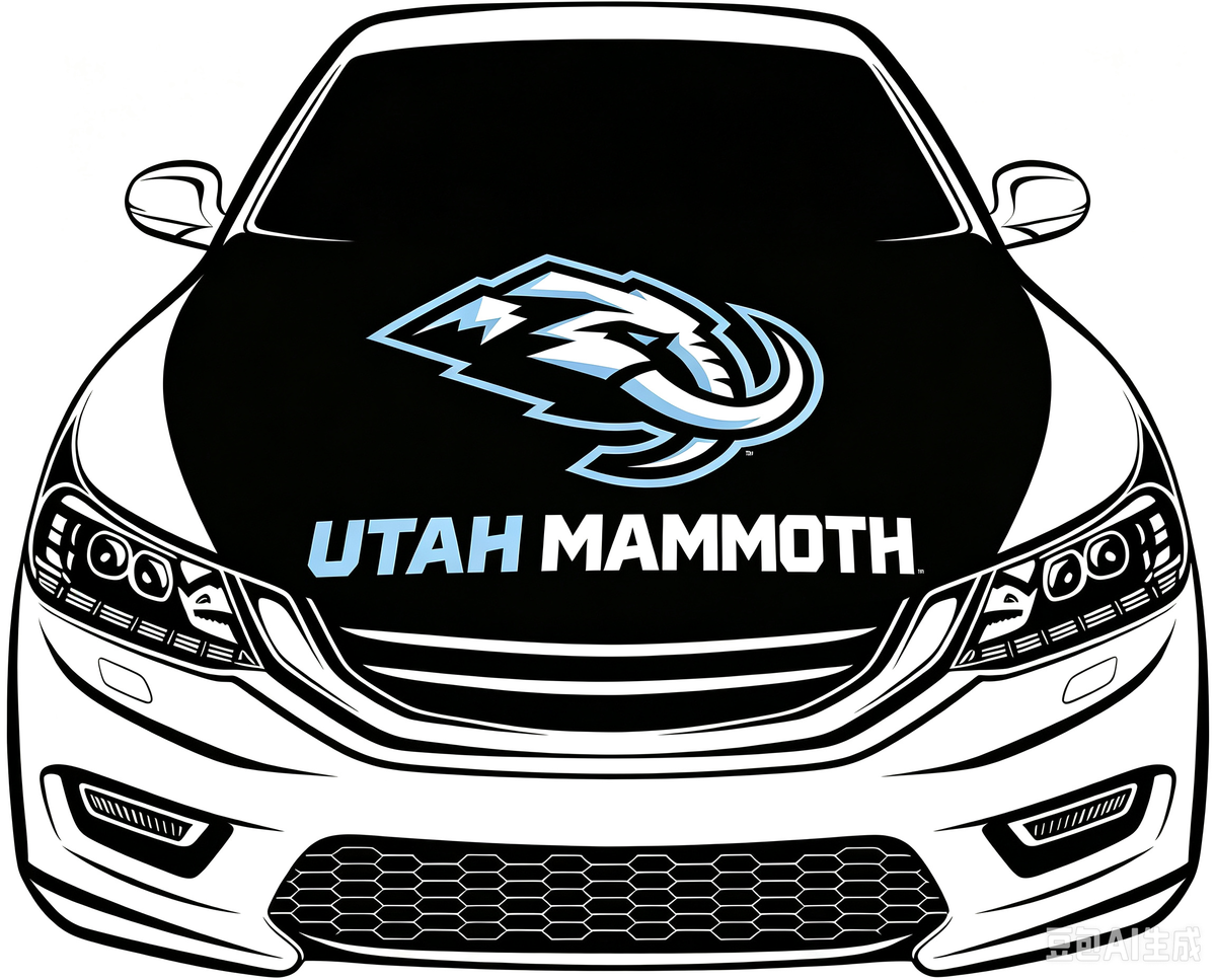 Utah Mammoth Car Hood Cover Flag ,NHL Utah Mammoth Engine Banner,4X5ft/6X7FT,100% Polyester Elastic Fabrics Can be Washed