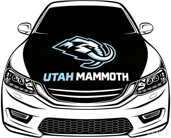 Utah Mammoth Car Hood Cover Flag ,NHL Utah Mammoth Engine Banner,4X5ft/6X7FT,100% Polyester Elastic Fabrics Can be Washed
