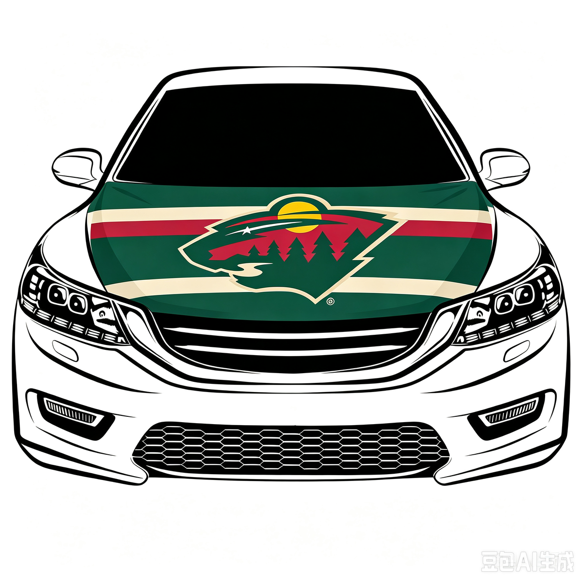NHL Minnesota Wild Car Hood Cover Flag ,   Minnesota Wild Engine Banner,4X5ft/6X7FT,100% Polyester Elastic Fabrics Can be Washed