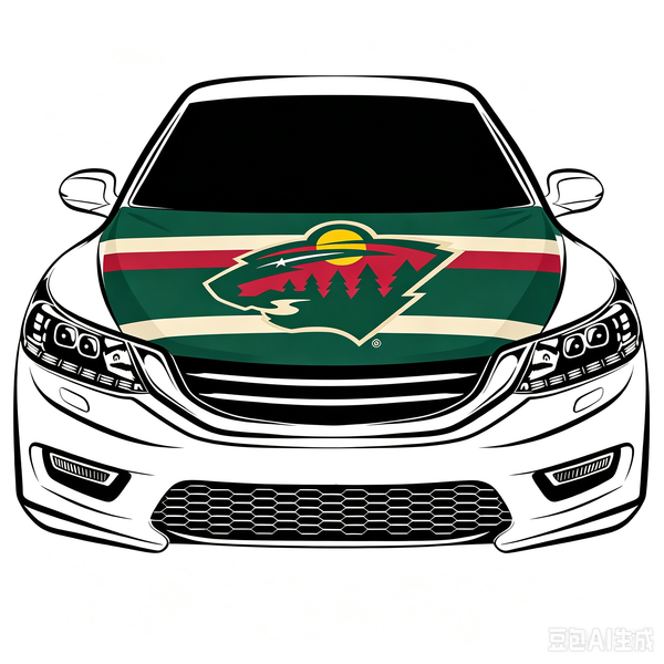 NHL Minnesota Wild Car Hood Cover Flag ,   Minnesota Wild Engine Banner,4X5ft/6X7FT,100% Polyester Elastic Fabrics Can be Washed