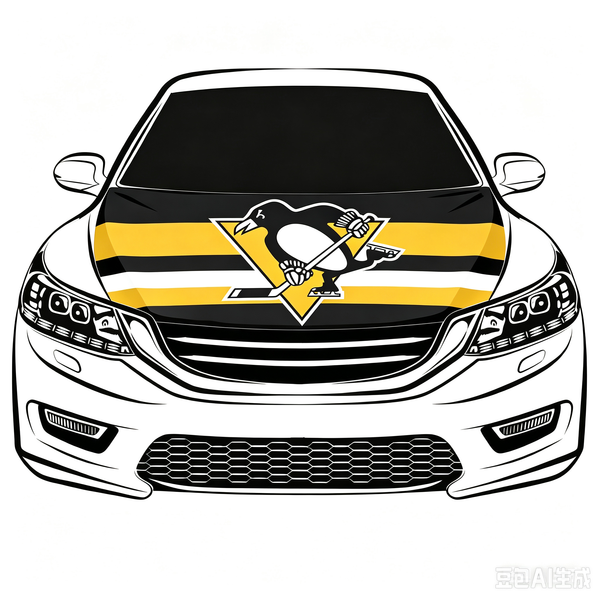 NHL  Pittsburgh Penguins Car Hood Cover Flag ,   Pittsburgh Penguins Engine Banner,4X5ft/6X7FT,100% Polyester Elastic Fabrics Can be Washed