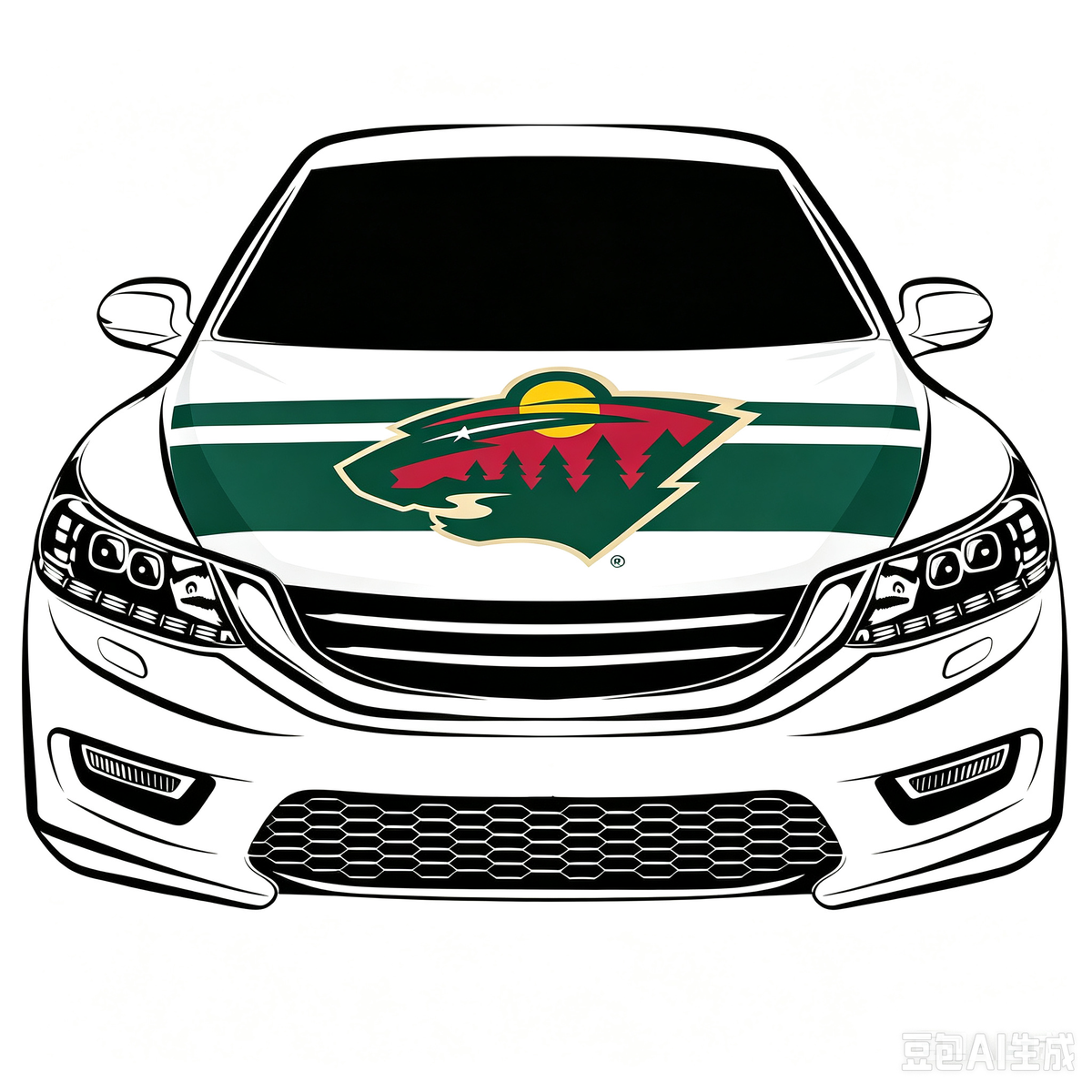 NHL Minnesota Wild Car Hood Cover Flag ,   Minnesota Wild Engine Banner,4X5ft/6X7FT,100% Polyester Elastic Fabrics Can be Washed