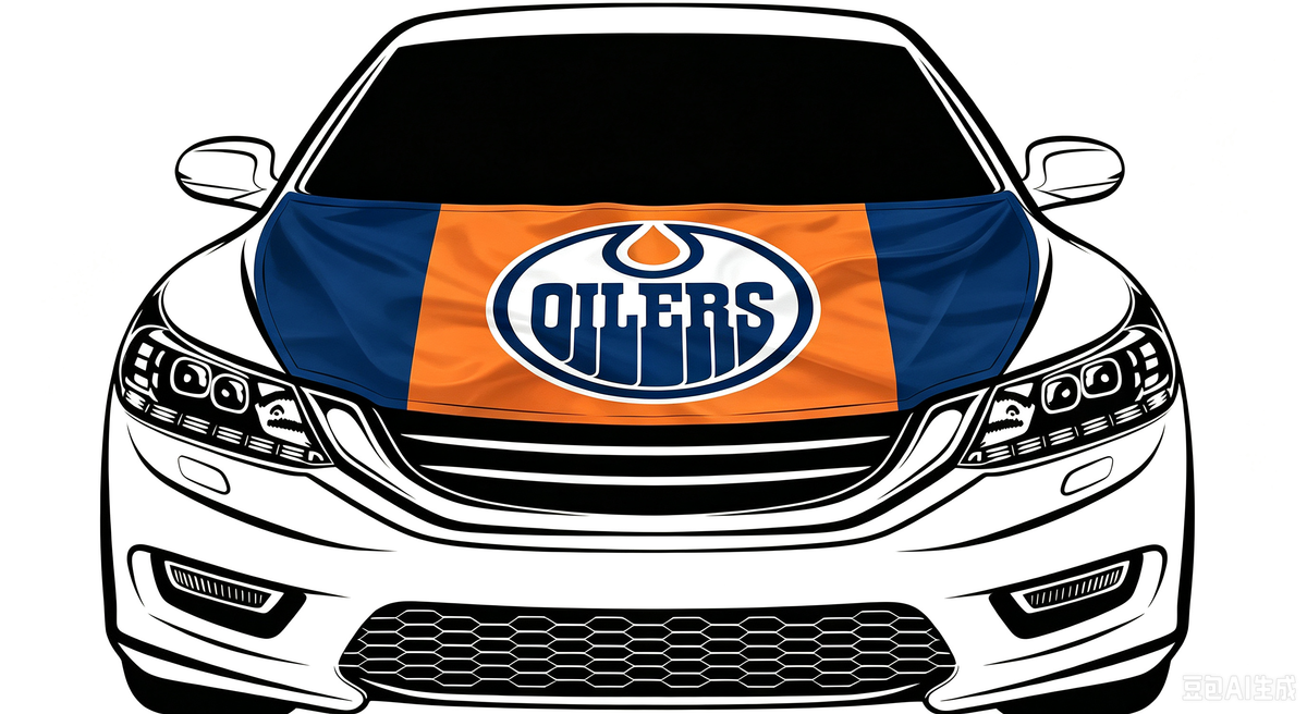NHL  Edmonton Oilers Car Hood Cover Flag ,   Edmonton Oilers Engine Banner,4X5ft/6X7FT,100% Polyester Elastic Fabrics Can be Washed
