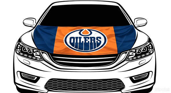 NHL  Edmonton Oilers Car Hood Cover Flag ,   Edmonton Oilers Engine Banner,4X5ft/6X7FT,100% Polyester Elastic Fabrics Can be Washed