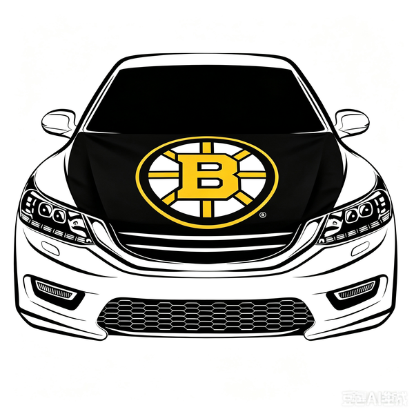 NHL Boston Bruins Car Hood Cover Flag ,NHL Bruins Engine Banner,4X5ft/6X7FT,100% Polyester Elastic Fabrics Can be Washed