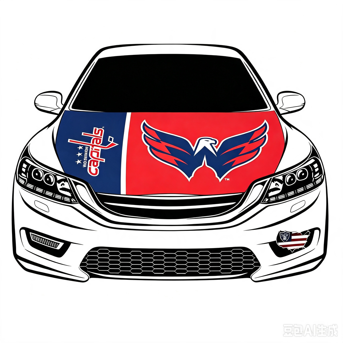 Washington Capitals Car Hood Cover Flag , NHL Washington Capitals Engine Banner,4X5ft/6X7FT,100% Polyester Elastic Fabrics Can be Washed