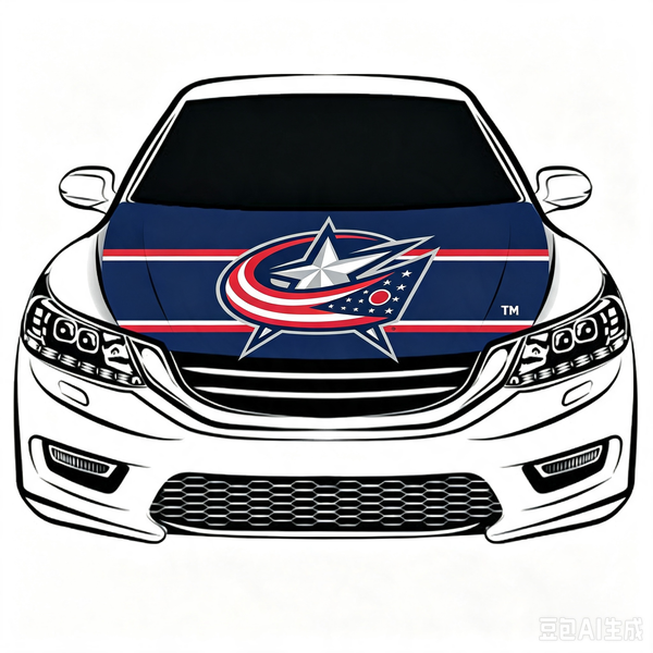 NHL Columbus Blue Jackets Car Hood Cover Flag ,  Columbus Blue Jackets Engine Banner,4X5ft/6X7FT,100% Polyester Elastic Fabrics Can be Washed