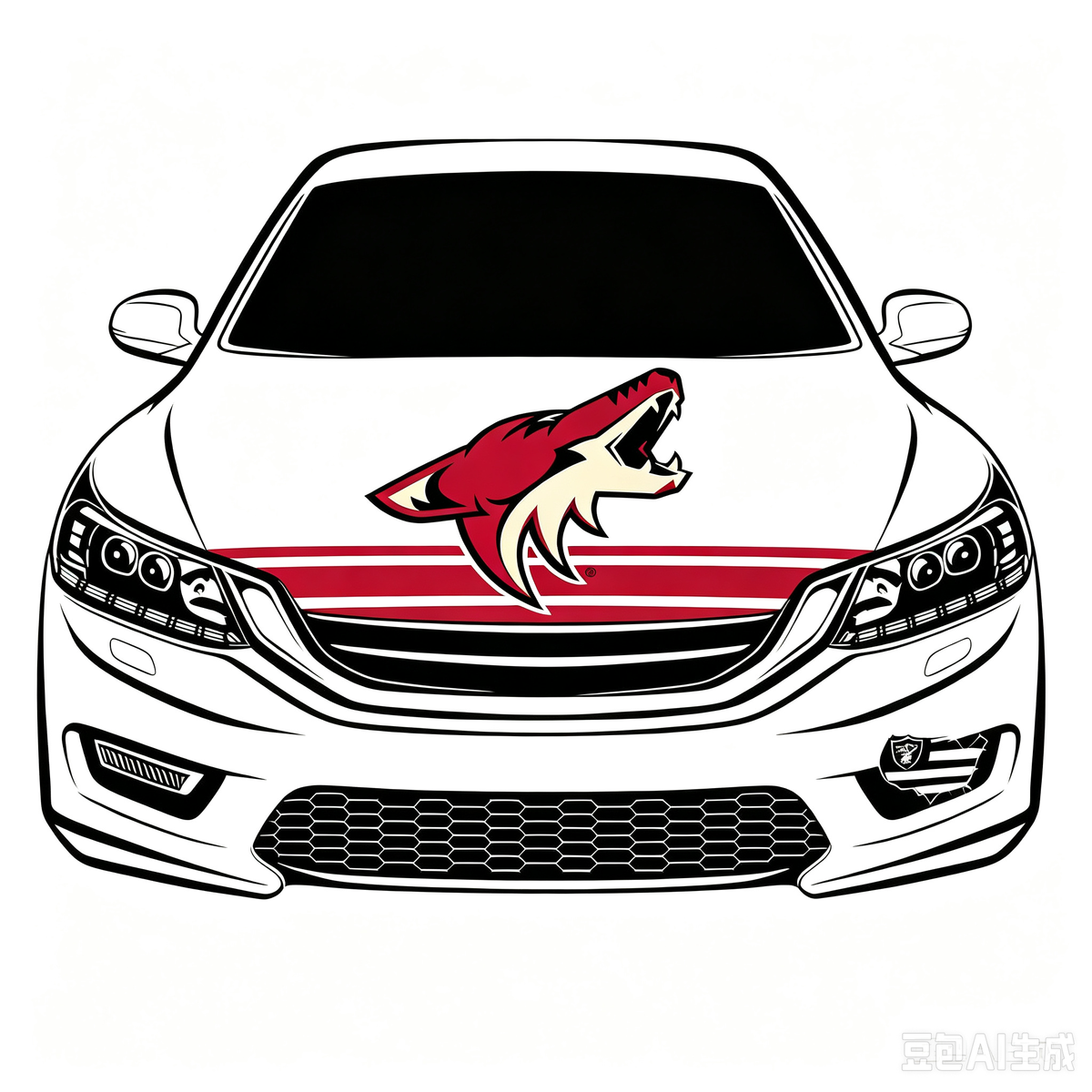 Arizona Coyotes Car Hood Cover Flag ,NHL Arizona Coyotes Engine Banner,4X5ft/6X7FT,100% Polyester Elastic Fabrics Can be Washed