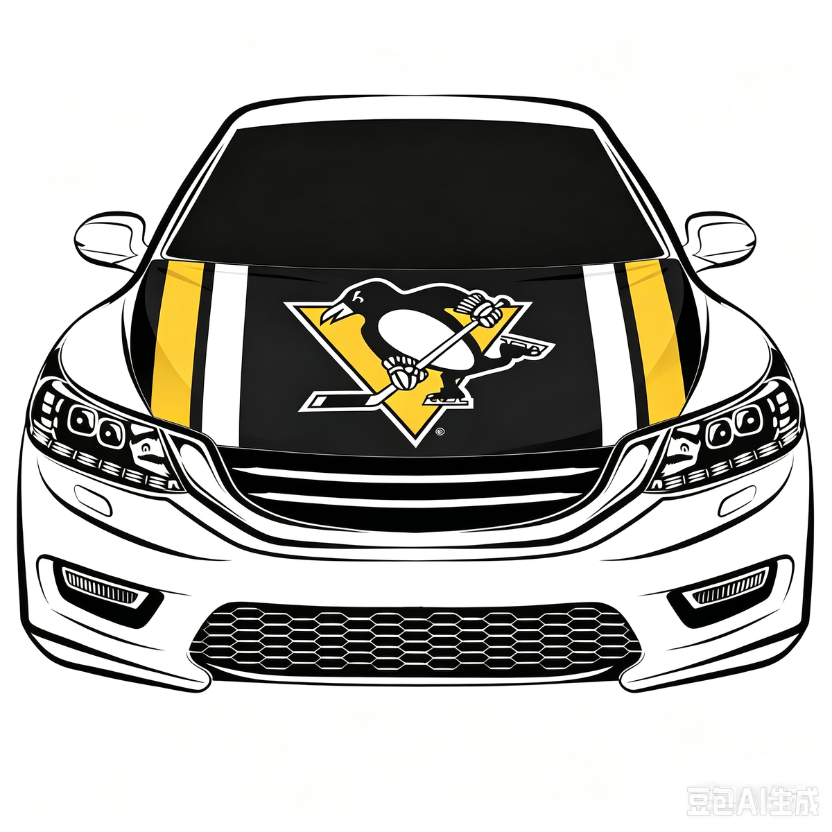 NHL  Pittsburgh Penguins Car Hood Cover Flag ,   Pittsburgh Penguins Engine Banner,4X5ft/6X7FT,100% Polyester Elastic Fabrics Can be Washed