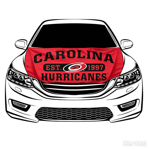 NHL Carolina Hurricanes Car Hood Cover Flag ,  Carolina Hurricanes Engine Banner,4X5ft/6X7FT,100% Polyester Elastic Fabrics Can be Washed