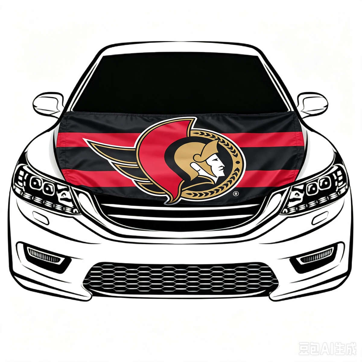 NHL Ottawa Senators Car Hood Cover Flag ,  Ottawa Senators Engine Banner,4X5ft/6X7FT,100% Polyester Elastic Fabrics Can be Washed