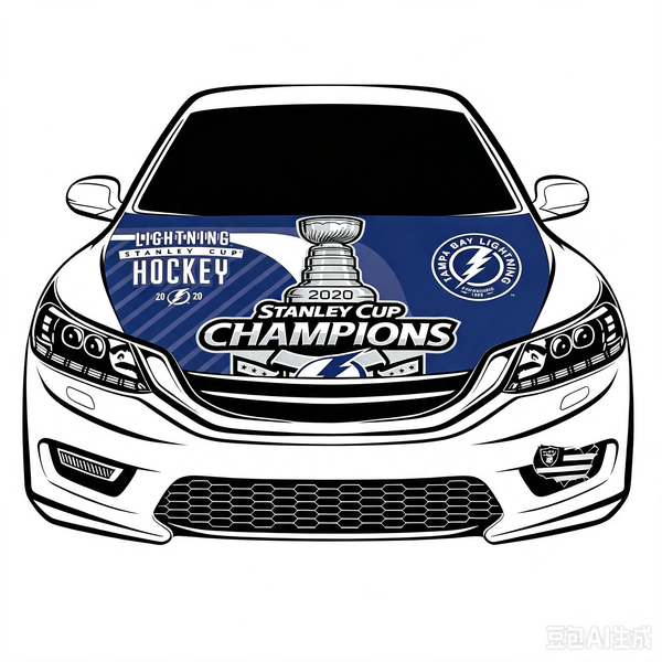 NHL Tampa Bay Lightning Car Hood Cover Flag , Tampa Bay Lightning Engine Banner,4X5ft/6X7FT,100% Polyester Elastic Fabrics Can be Washed