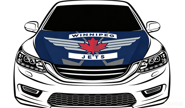 NHL Winnipeg Jets Car Hood Cover Flag ,  Winnipeg Jets Engine Banner,4X5ft/6X7FT,100% Polyester Elastic Fabrics Can be Washed