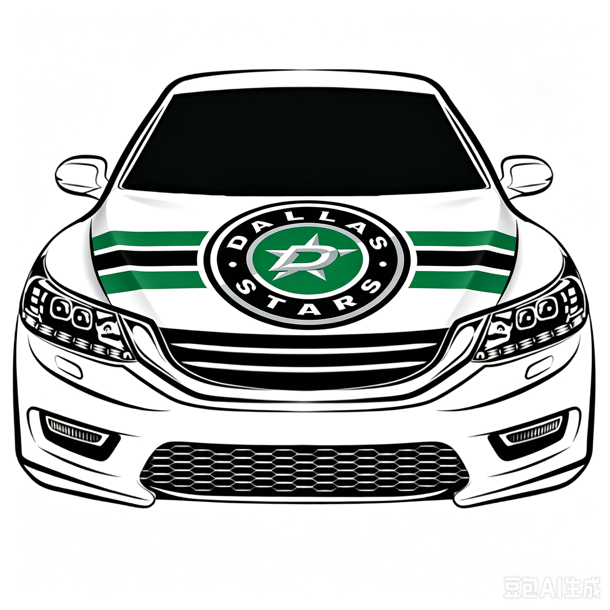 Los Dallas Stars Car Hood Cover Flag ,NHL Dallas Stars Engine Banner,4X5ft/6X7FT,100% Polyester Elastic Fabrics Can be Washed