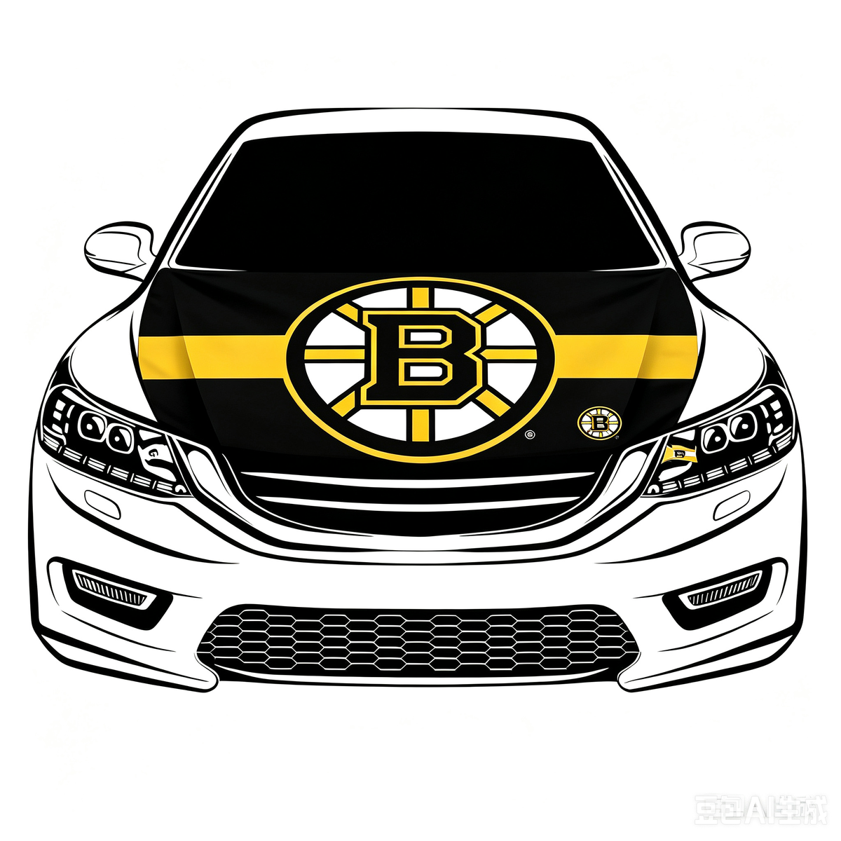 NHL Boston Bruins Car Hood Cover Flag ,NHL Bruins Engine Banner,4X5ft/6X7FT,100% Polyester Elastic Fabrics Can be Washed