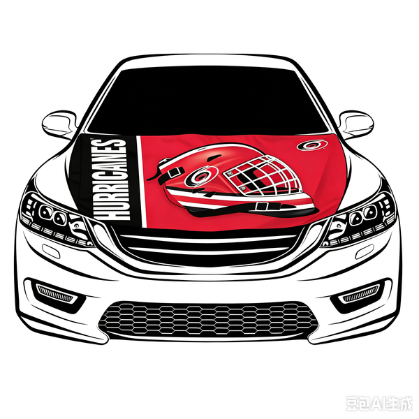 NHL Carolina Hurricanes Car Hood Cover Flag ,  Carolina Hurricanes Engine Banner,4X5ft/6X7FT,100% Polyester Elastic Fabrics Can be Washed