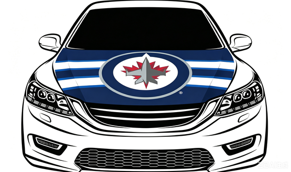 NHL Winnipeg Jets Car Hood Cover Flag ,  Winnipeg Jets Engine Banner,4X5ft/6X7FT,100% Polyester Elastic Fabrics Can be Washed