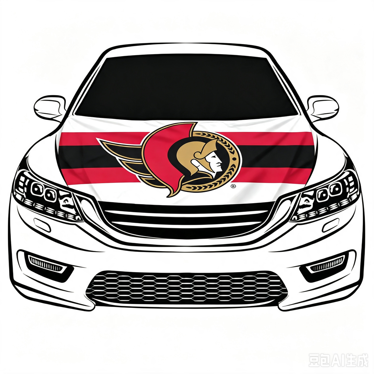 NHL Ottawa Senators Car Hood Cover Flag ,  Ottawa Senators Engine Banner,4X5ft/6X7FT,100% Polyester Elastic Fabrics Can be Washed