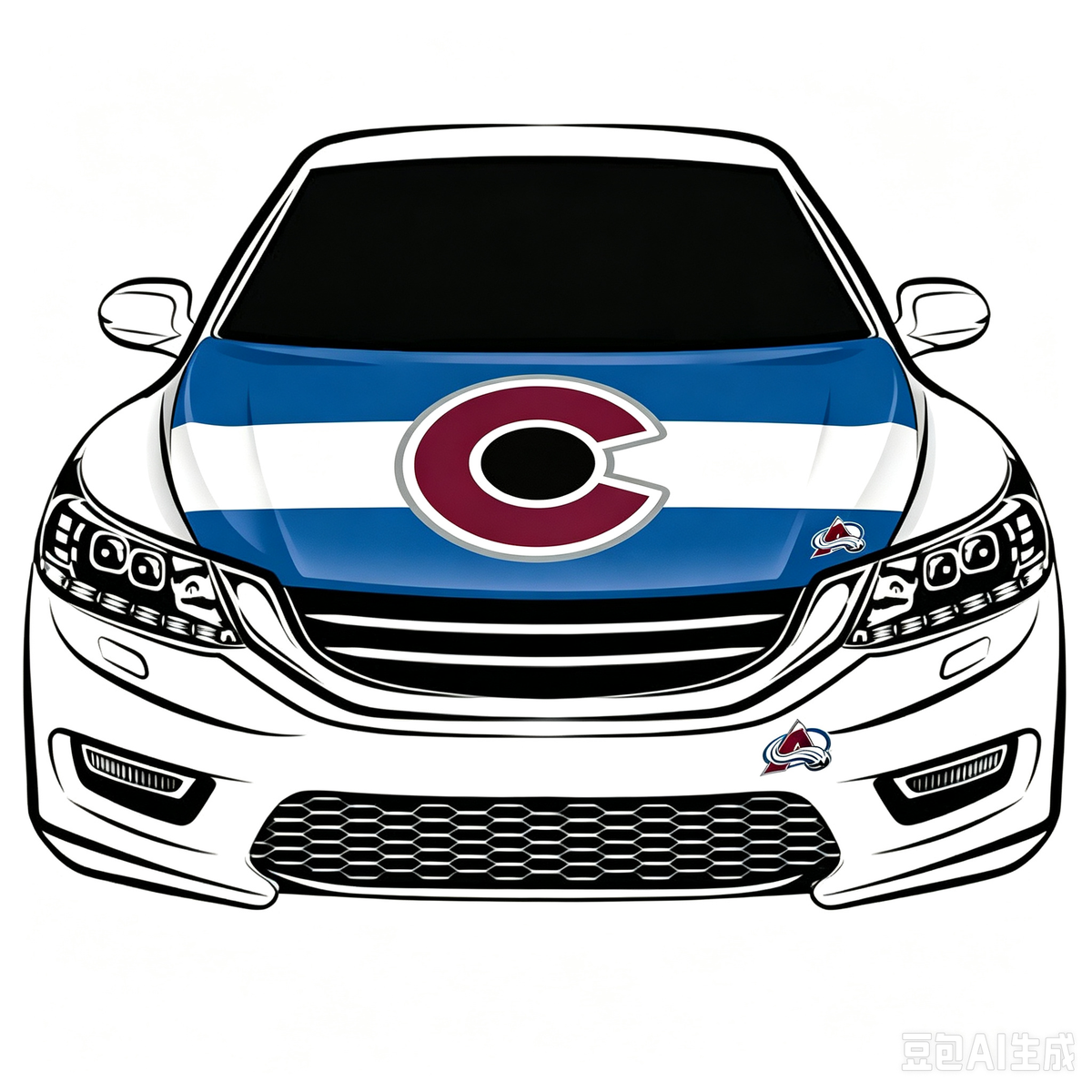 Colorado Avalanche Car Hood Cover Flag ,NHL Colorado Avalanche Engine Banner,4X5ft/6X7FT,100% Polyester Elastic Fabrics Can be Washed