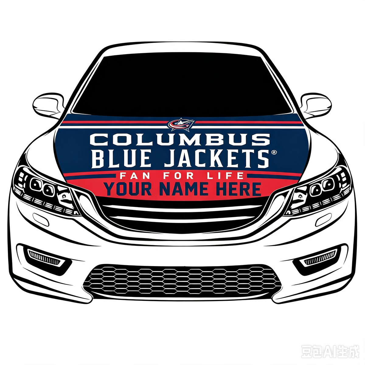 NHL Columbus Blue Jackets Car Hood Cover Flag ,  Columbus Blue Jackets Engine Banner,4X5ft/6X7FT,100% Polyester Elastic Fabrics Can be Washed