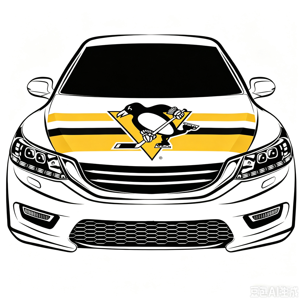 NHL  Pittsburgh Penguins Car Hood Cover Flag ,   Pittsburgh Penguins Engine Banner,4X5ft/6X7FT,100% Polyester Elastic Fabrics Can be Washed
