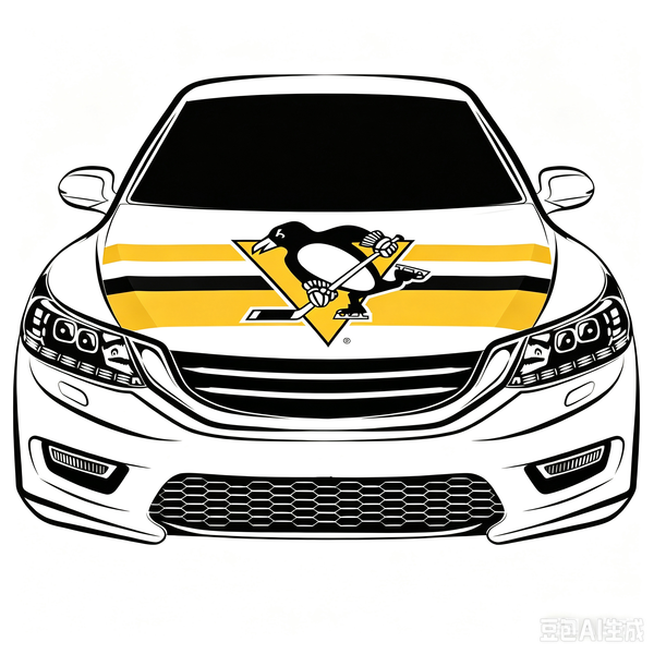 NHL  Pittsburgh Penguins Car Hood Cover Flag ,   Pittsburgh Penguins Engine Banner,4X5ft/6X7FT,100% Polyester Elastic Fabrics Can be Washed