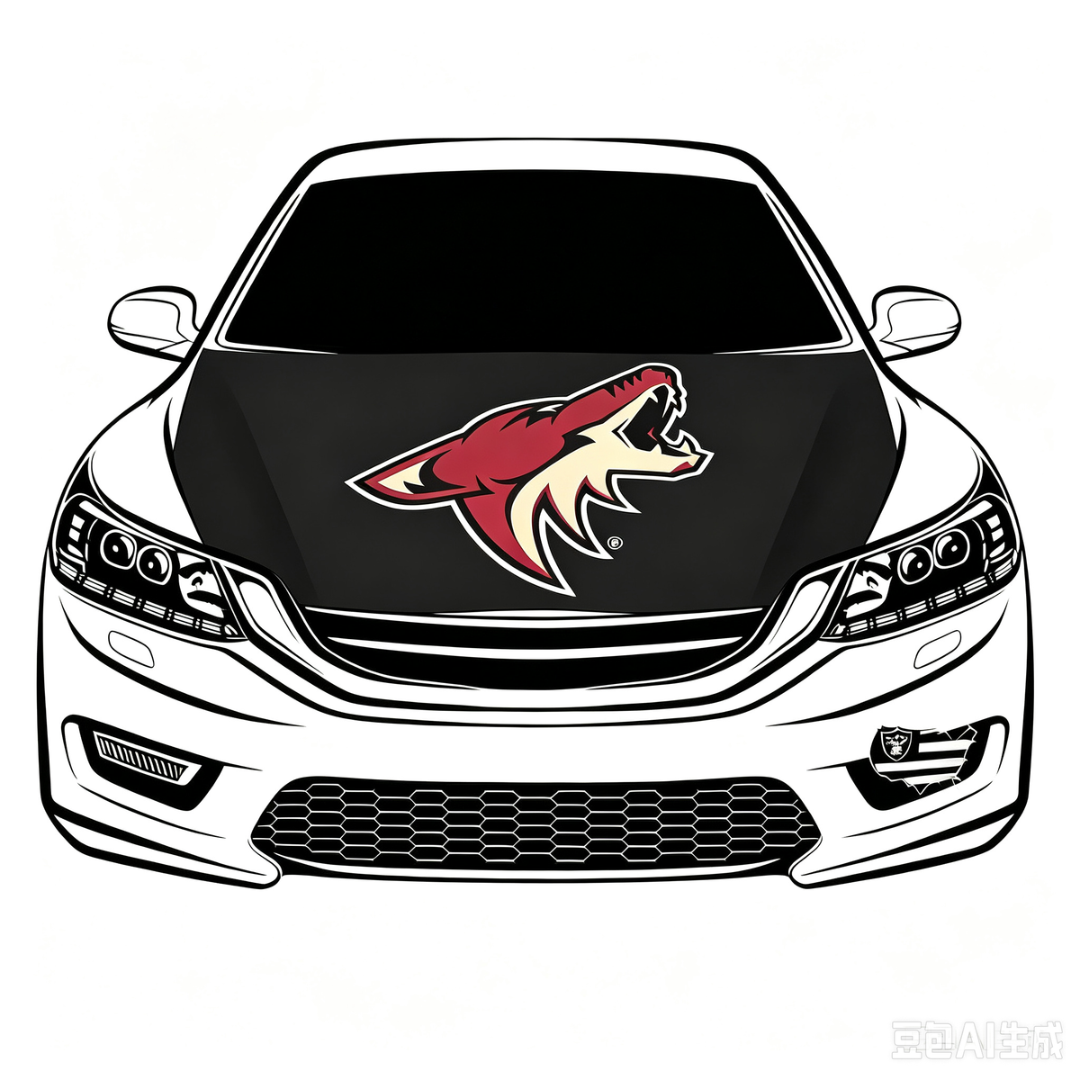 Arizona Coyotes Car Hood Cover Flag ,NHL Arizona Coyotes Engine Banner,4X5ft/6X7FT,100% Polyester Elastic Fabrics Can be Washed