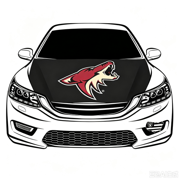 Arizona Coyotes Car Hood Cover Flag ,NHL Arizona Coyotes Engine Banner,4X5ft/6X7FT,100% Polyester Elastic Fabrics Can be Washed